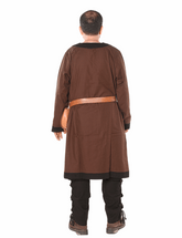 ARTHUR Cotton Brown/Black Tunic : Medieval Viking Renaissance Long Sleeve Cotton Tunic